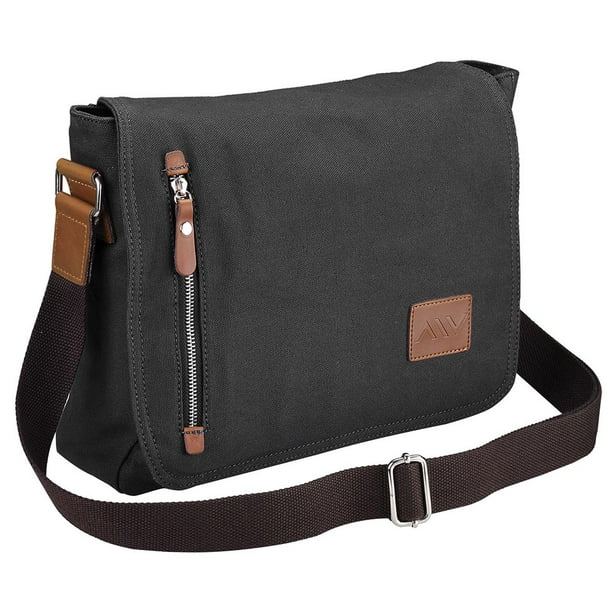 14.5 Leather Landscape Laptop Messenger Bag Satchel Style 
